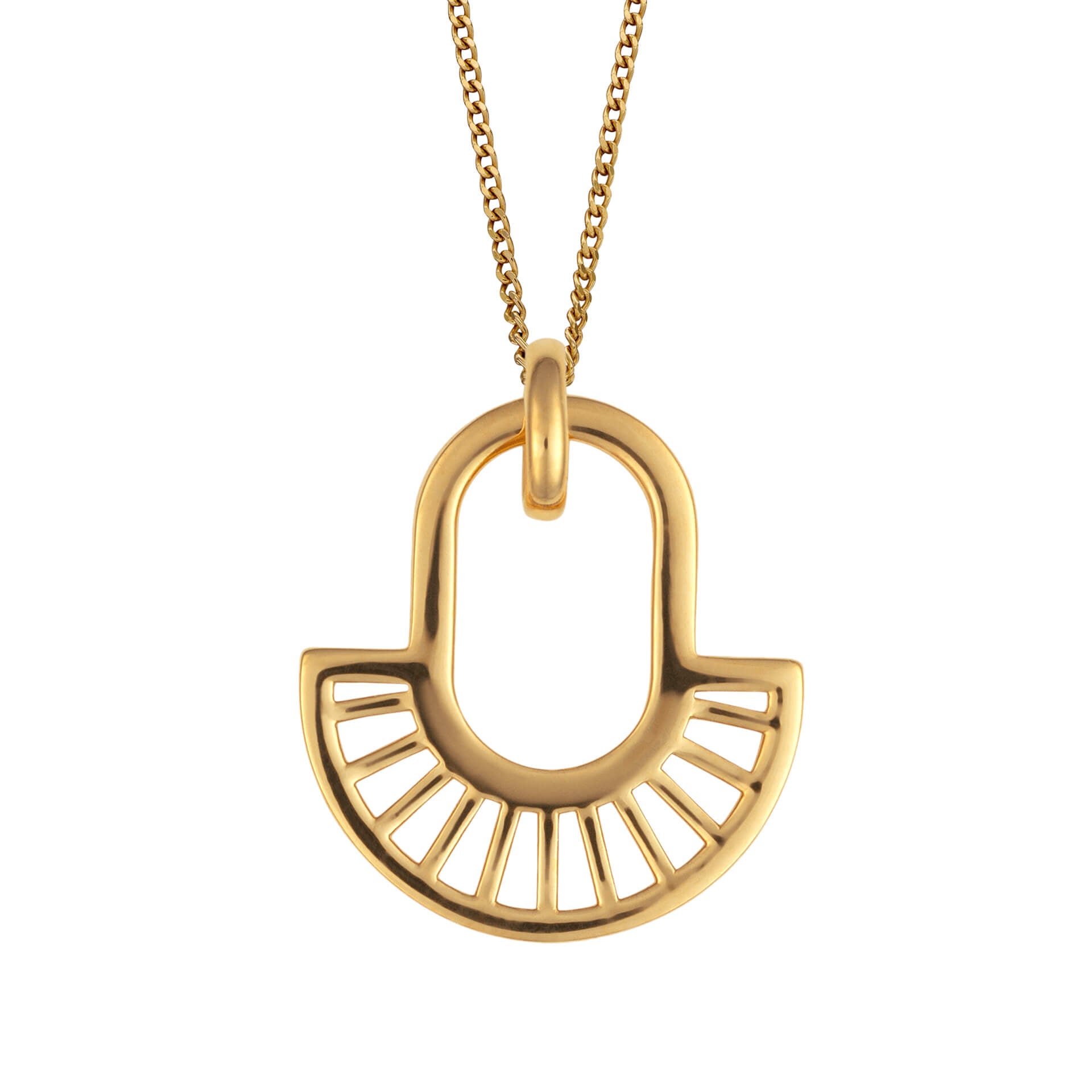 Gecko Jewellery Geometric Fan Drop Pendant | Gold Plated Silver