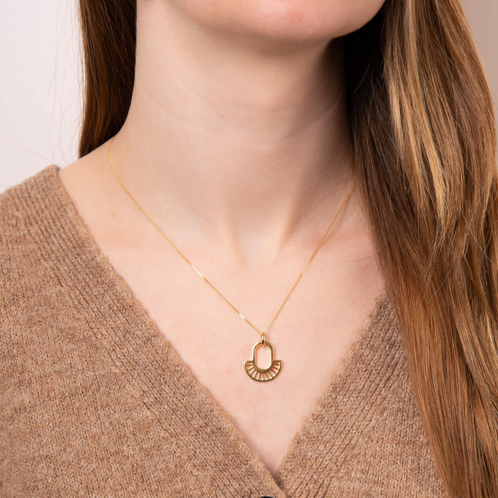 Gecko Jewellery Geometric Fan Drop Pendant | Gold Plated Silver
