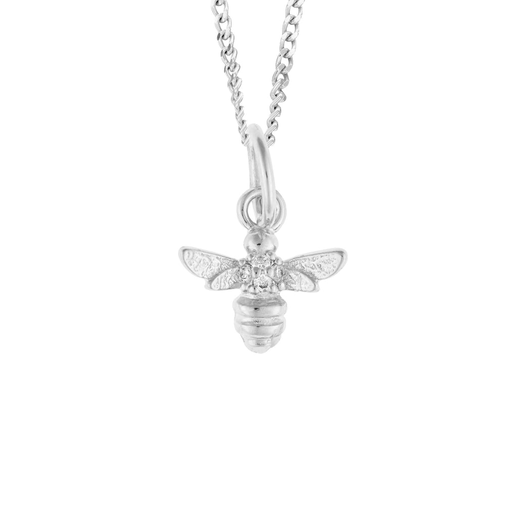 Gecko Jewellery Bee Charm Pendant – Recycled Silver & Cubic Zirconia