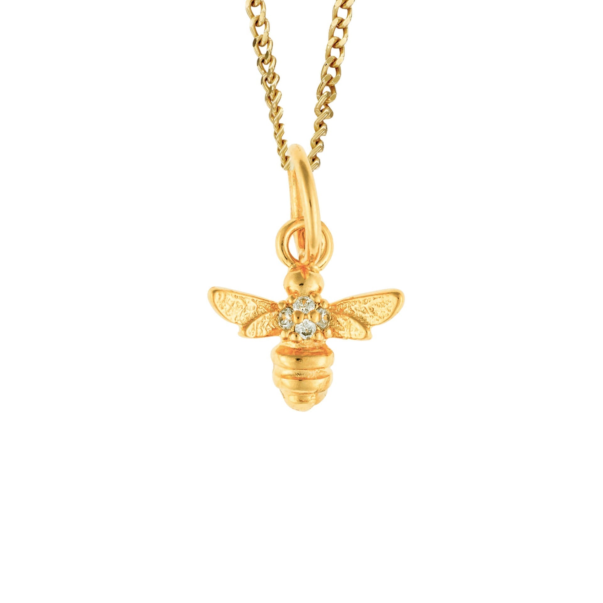 Gecko Jewellery Bee Charm Pendant – Recycled Silver & Cubic Zirconia