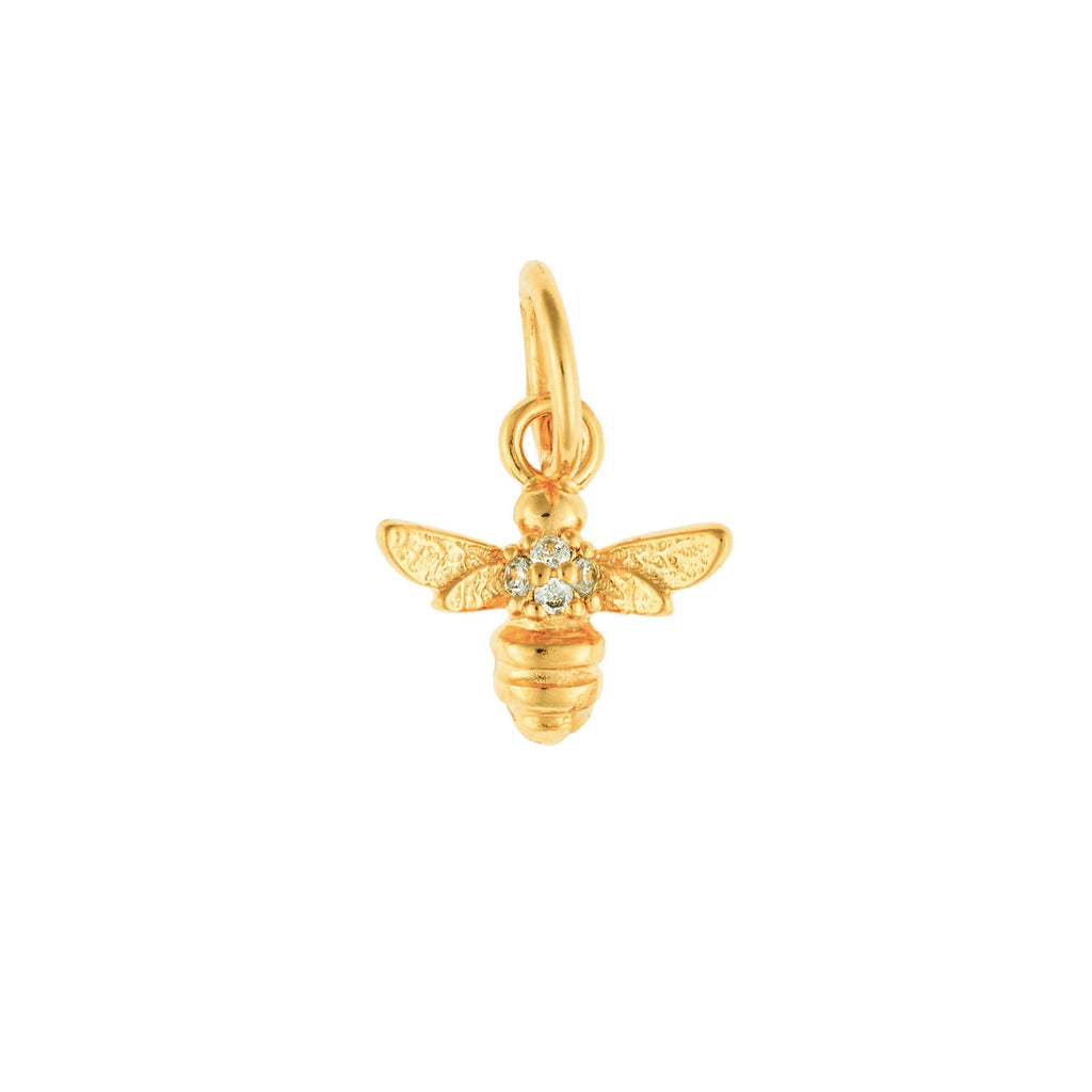 Gecko Jewellery Bee Charm Pendant – Recycled Silver & Cubic Zirconia