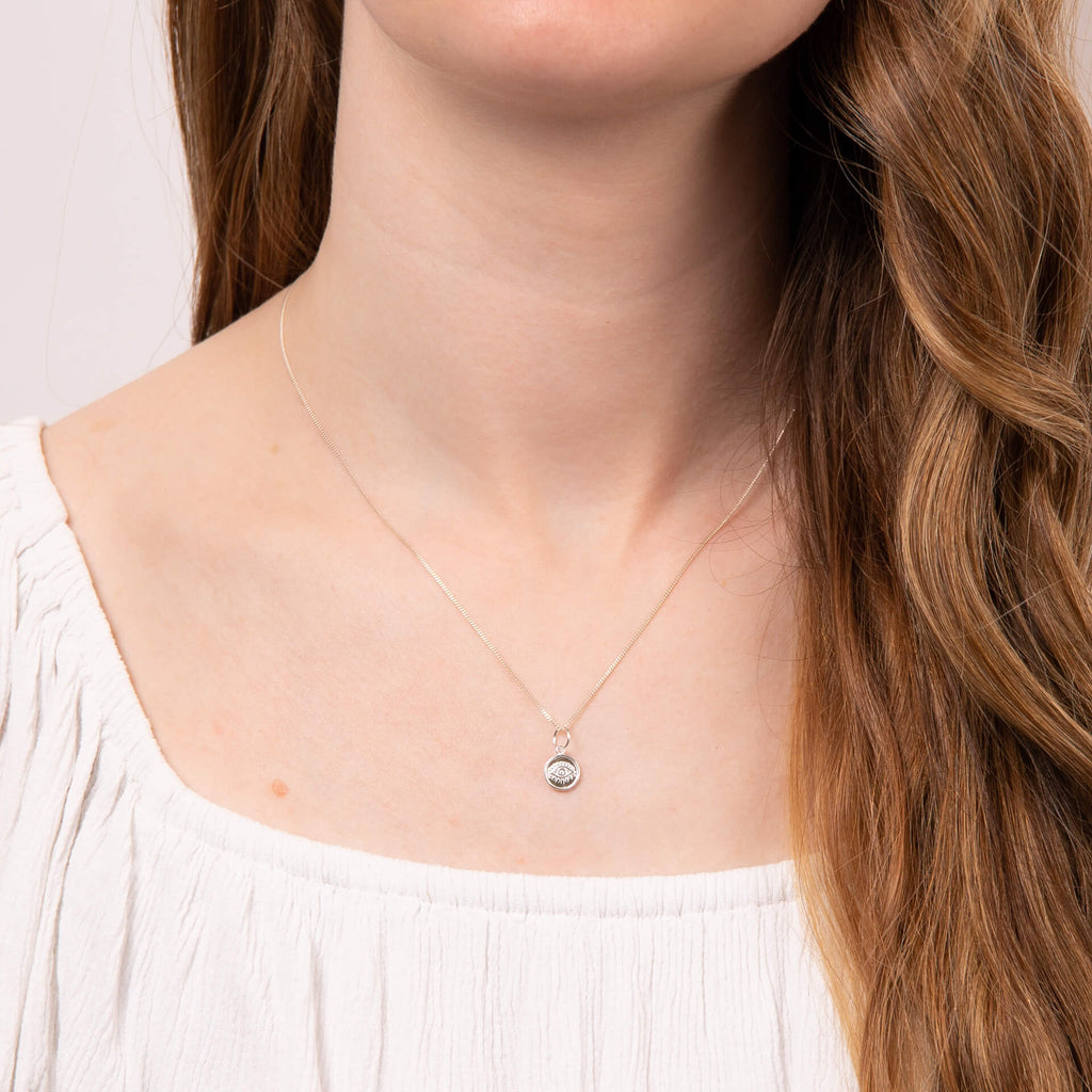 Evil Eye Charm Pendant in Recycled Sterling Silver | Gecko Jewellery
