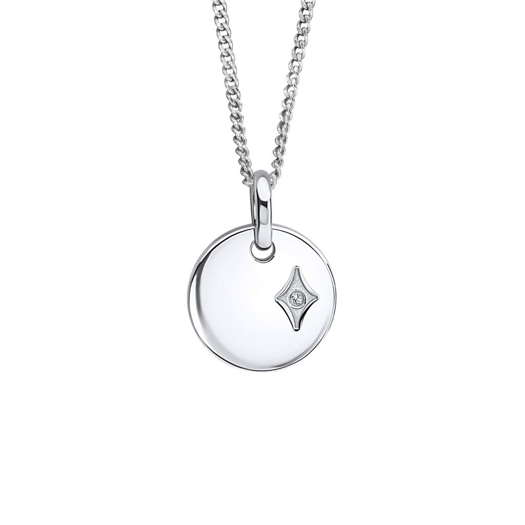 D For Diamond Round Pendant with Diamond Star