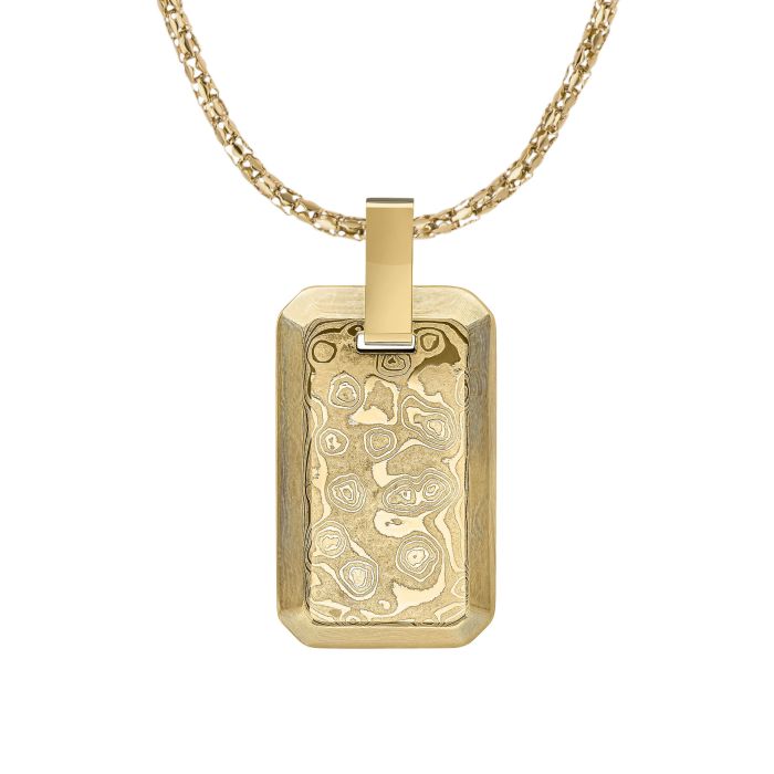 Gecko Jewellery Damascus Steel Rectangular Pendant – Classic Men's Style