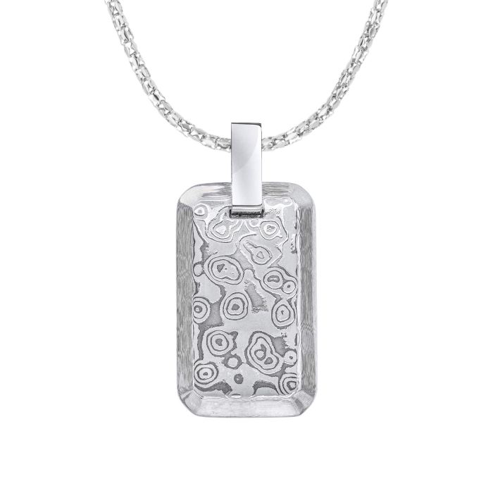 Gecko Jewellery Damascus Steel Rectangular Pendant – Classic Men's Style