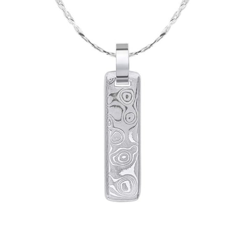 Gecko Jewellery Damascus Steel Narrow Bar Pendant – Elegant Men's Style