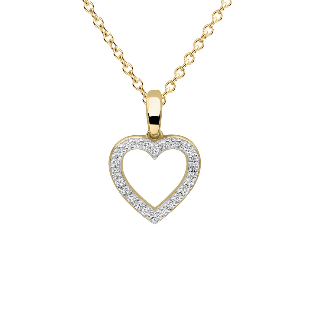 Gecko Jewellery Pave Heart Pendant – 24ct Gold Plated Sterling Silver