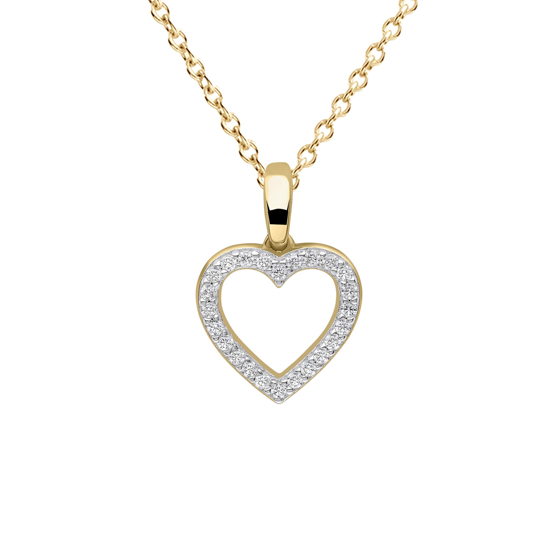 Gecko Jewellery Pave Heart Pendant – 24ct Gold Plated Sterling Silver