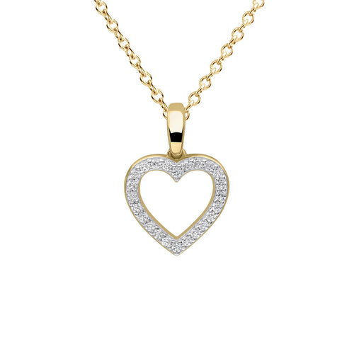 Gecko Jewellery Pave Heart Pendant – 24ct Gold Plated Sterling Silver