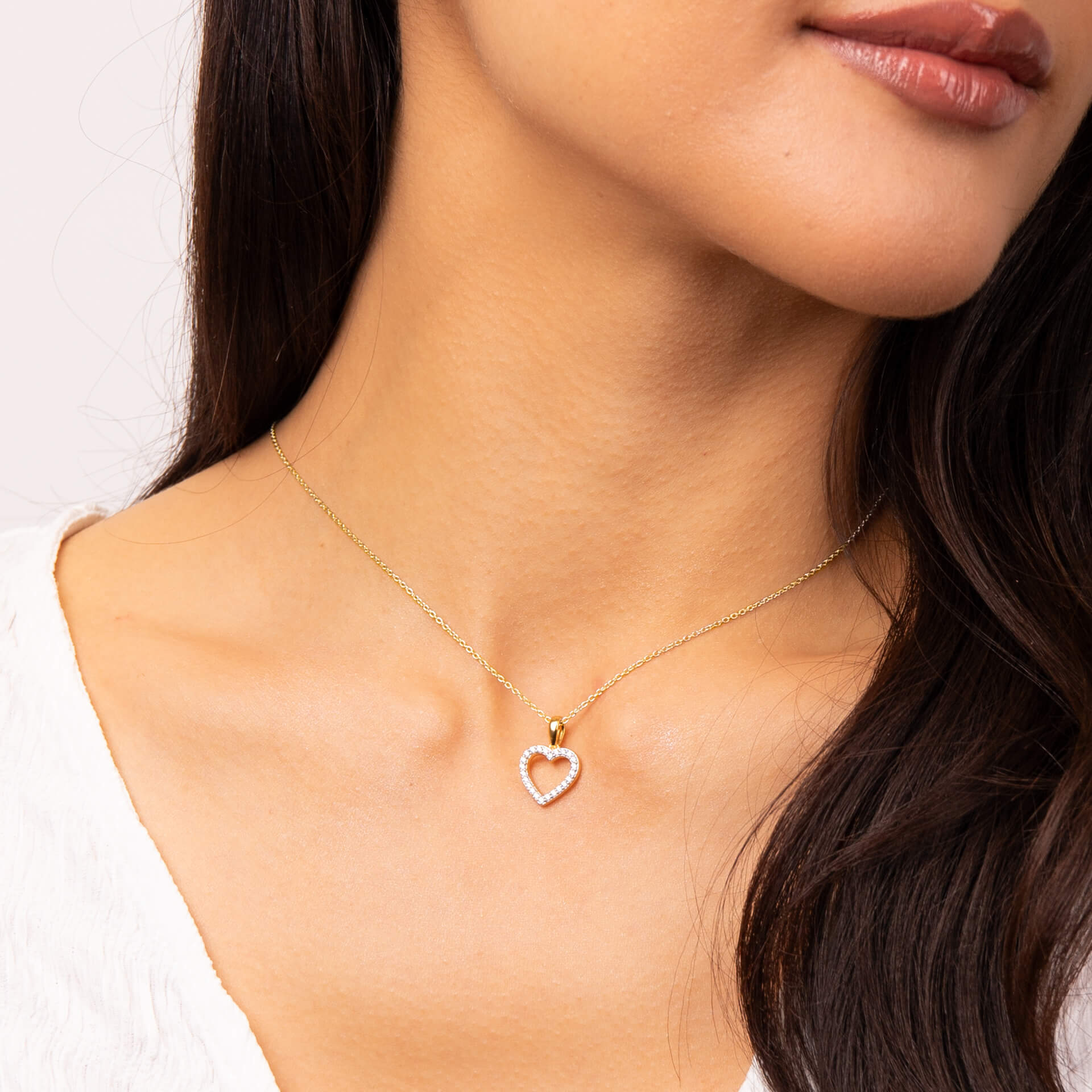 Gecko Jewellery Pave Heart Pendant – 24ct Gold Plated Sterling Silver
