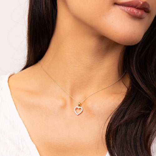 Gecko Jewellery Pave Heart Pendant – 24ct Gold Plated Sterling Silver