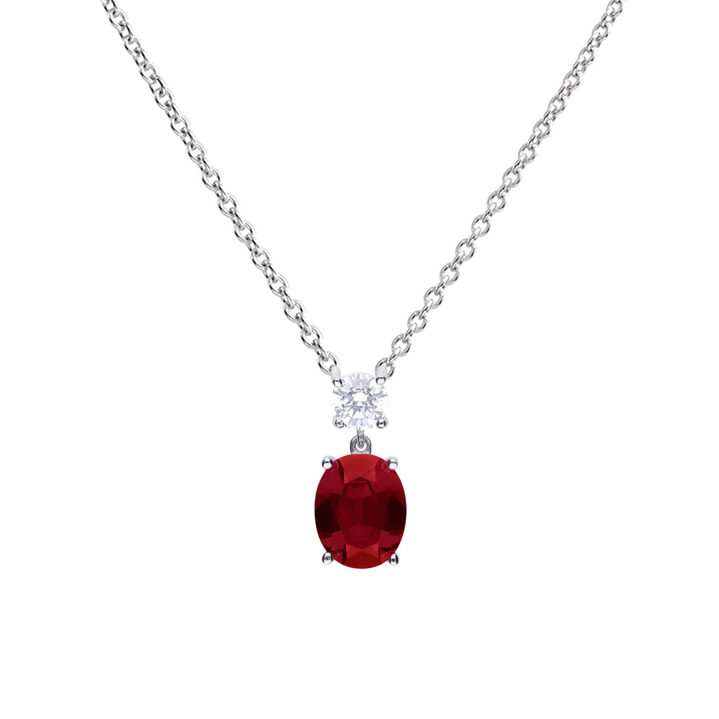 Gecko Jewellery Oval Zirconia Drop Pendant in Triple Plated Sterling Silver