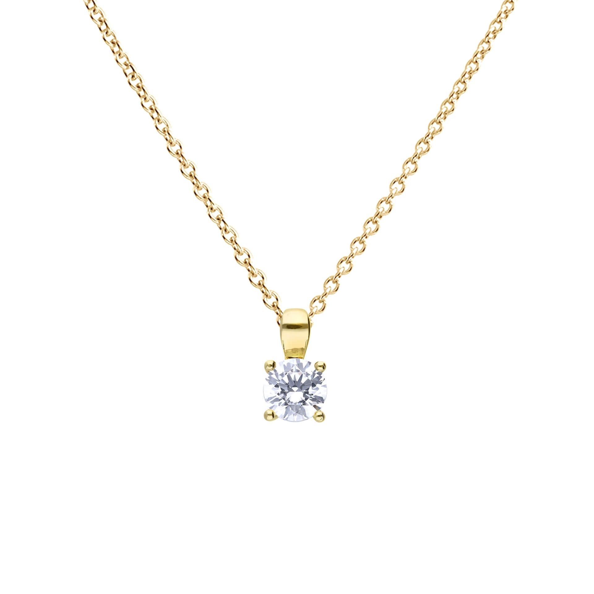 Gecko Jewellery Sterling Silver Four Claw Solitaire Zirconia Pendant