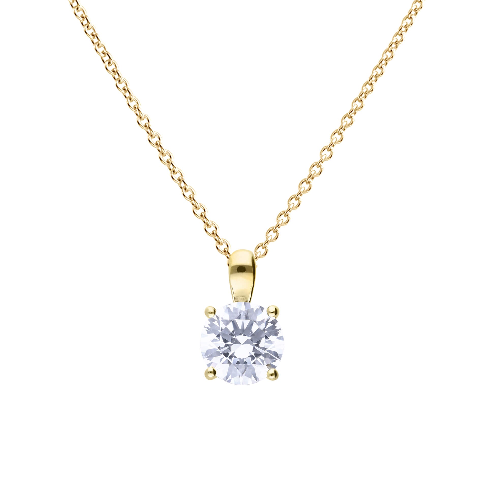 Gecko Jewellery Sterling Silver Four Claw Solitaire Zirconia Pendant