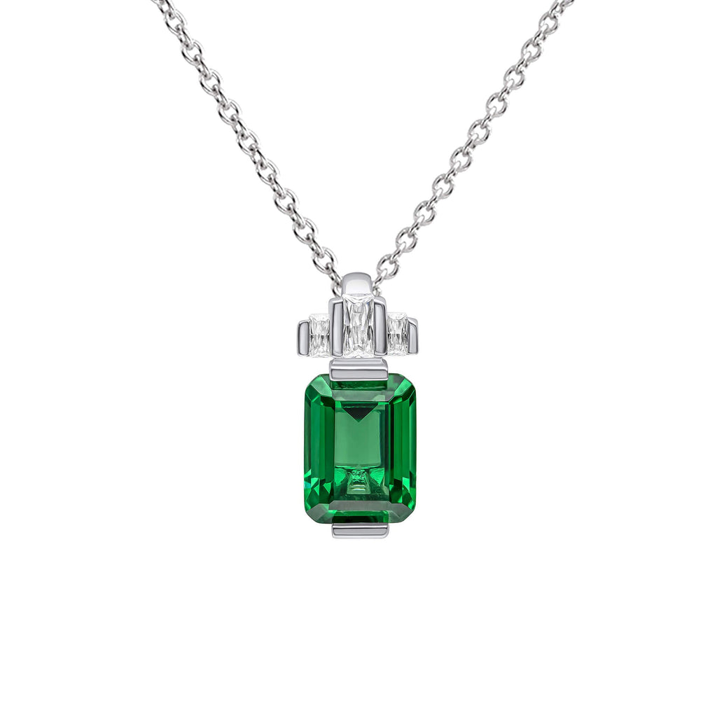 Gecko Jewellery Emerald Cut Zirconia Pendant in Sterling Silver