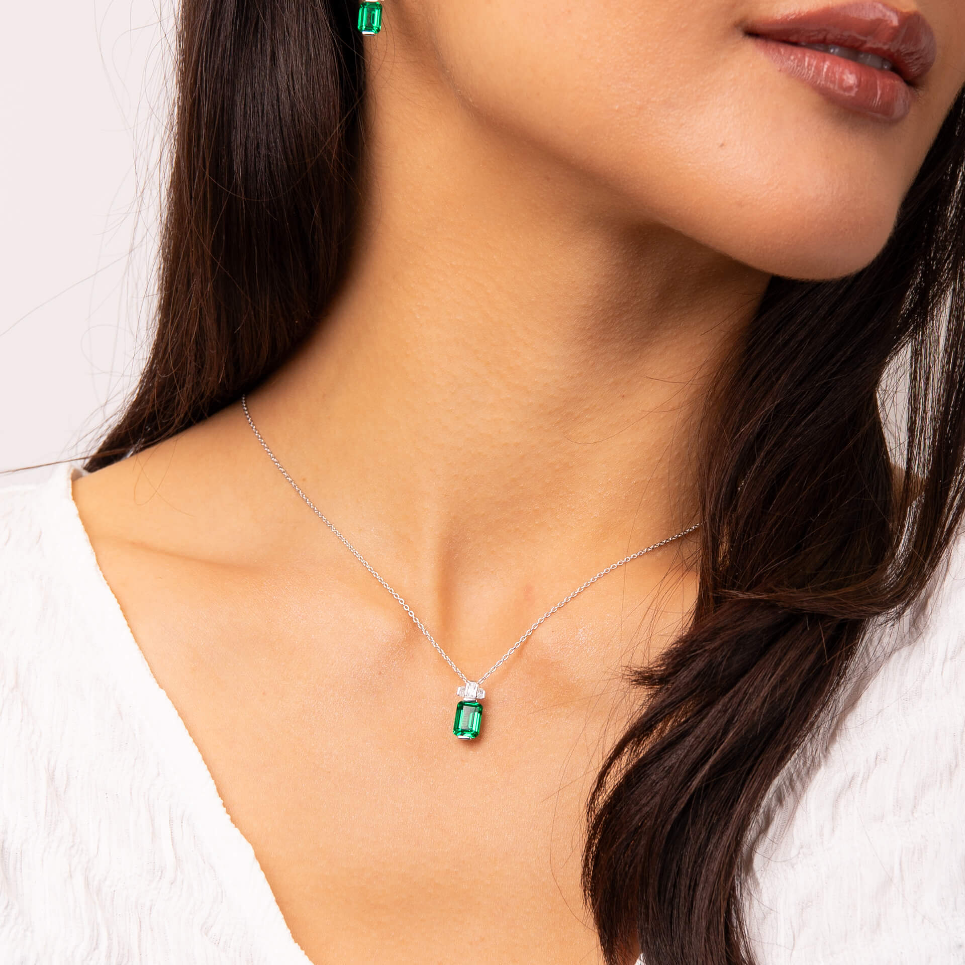 Gecko Jewellery Emerald Cut Zirconia Pendant in Sterling Silver