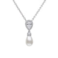 Gecko Jewellery Sterling Silver Teardrop Zirconia and Shell Pearl Pendant