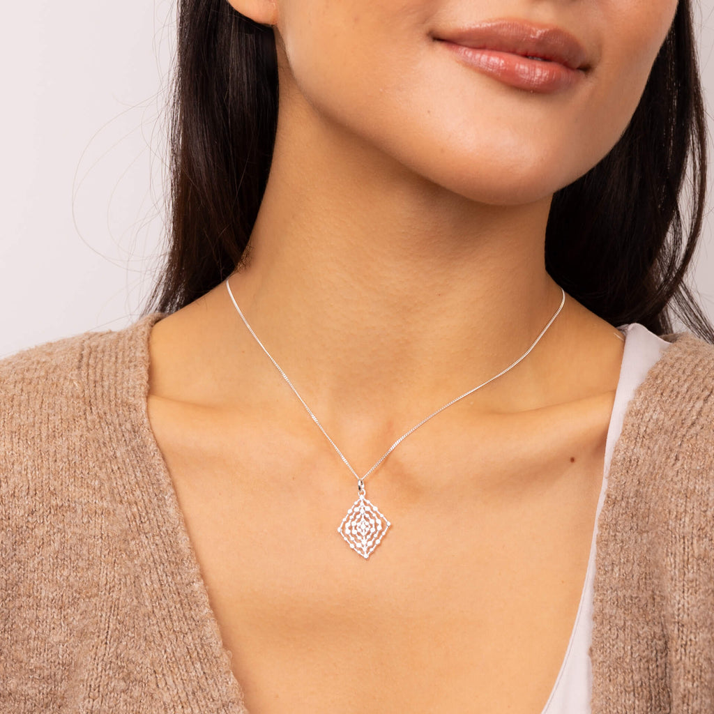 Gecko Jewellery Geometrical Lace Pendant | Recycled Sterling Silver