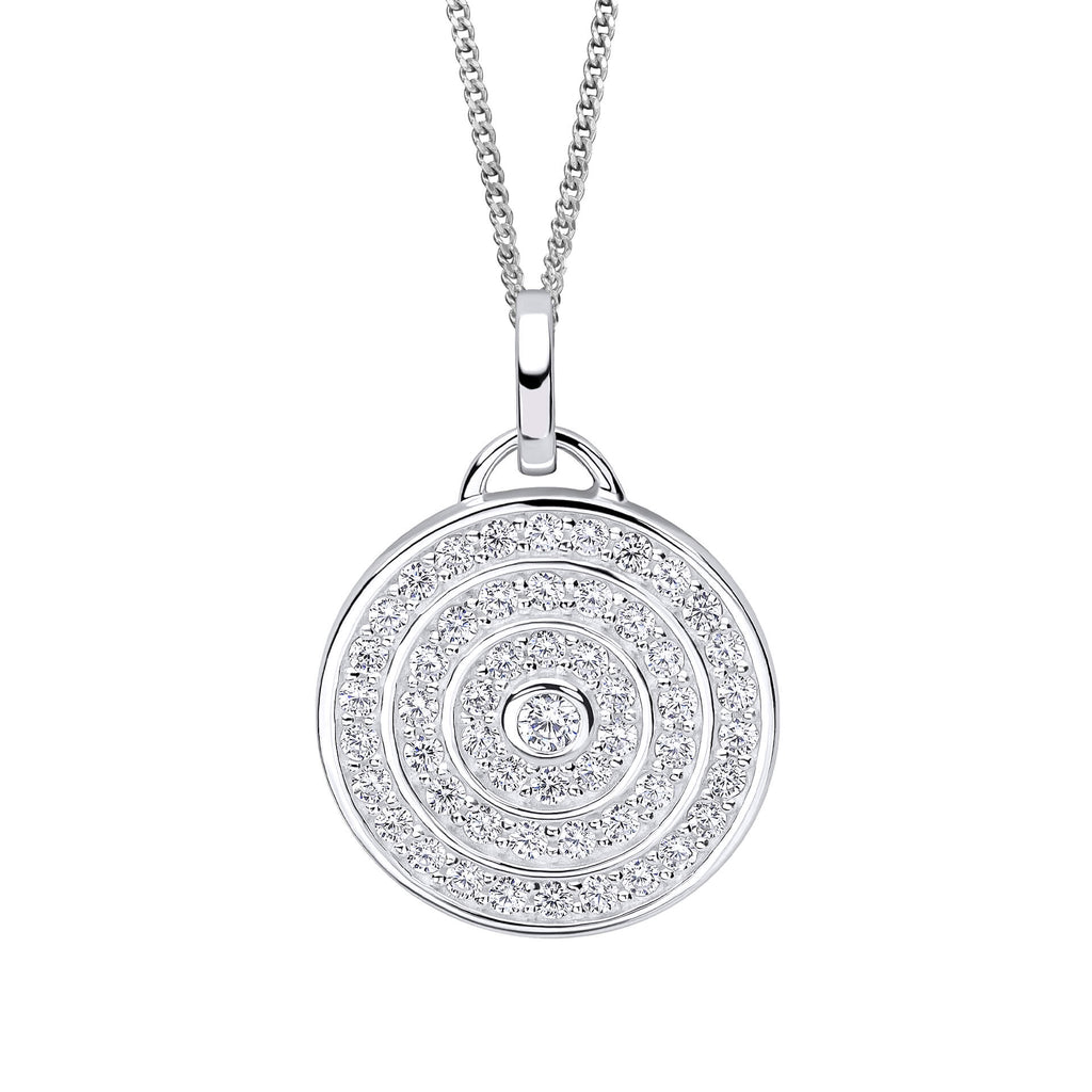 Gecko Jewellery Circular Pendant – Cubic Zirconia Channel Set Necklace