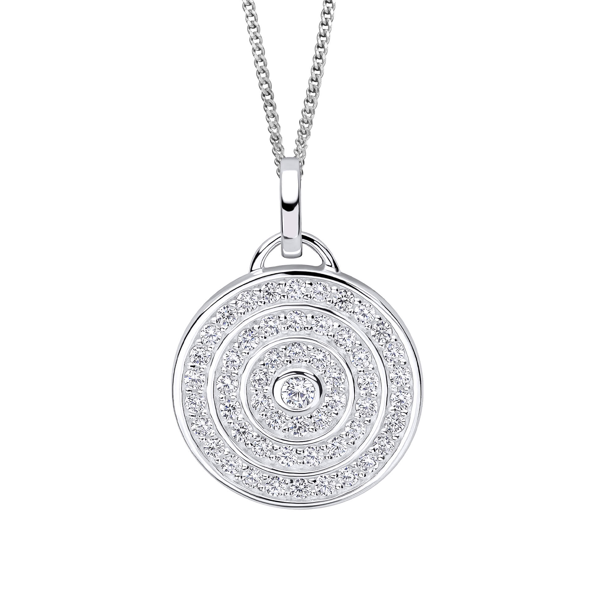 Gecko Jewellery Circular Pendant – Cubic Zirconia Channel Set Necklace