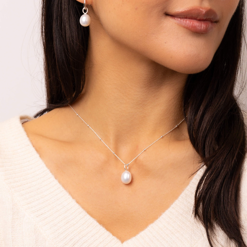 Gecko Jewellery Baroque Freshwater Pearl Pendant in Recycled Silver
