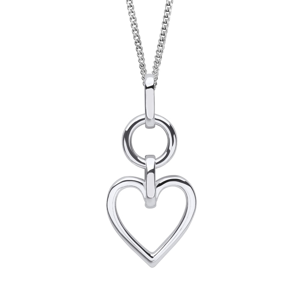 Gecko Jewellery Recycled Sterling Silver Open Heart Drop Pendant