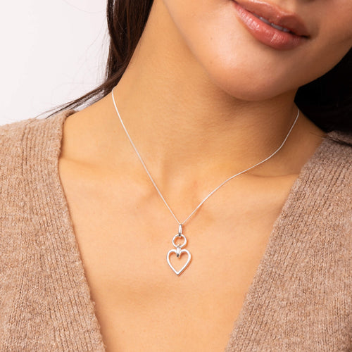 Gecko Jewellery Recycled Sterling Silver Open Heart Drop Pendant