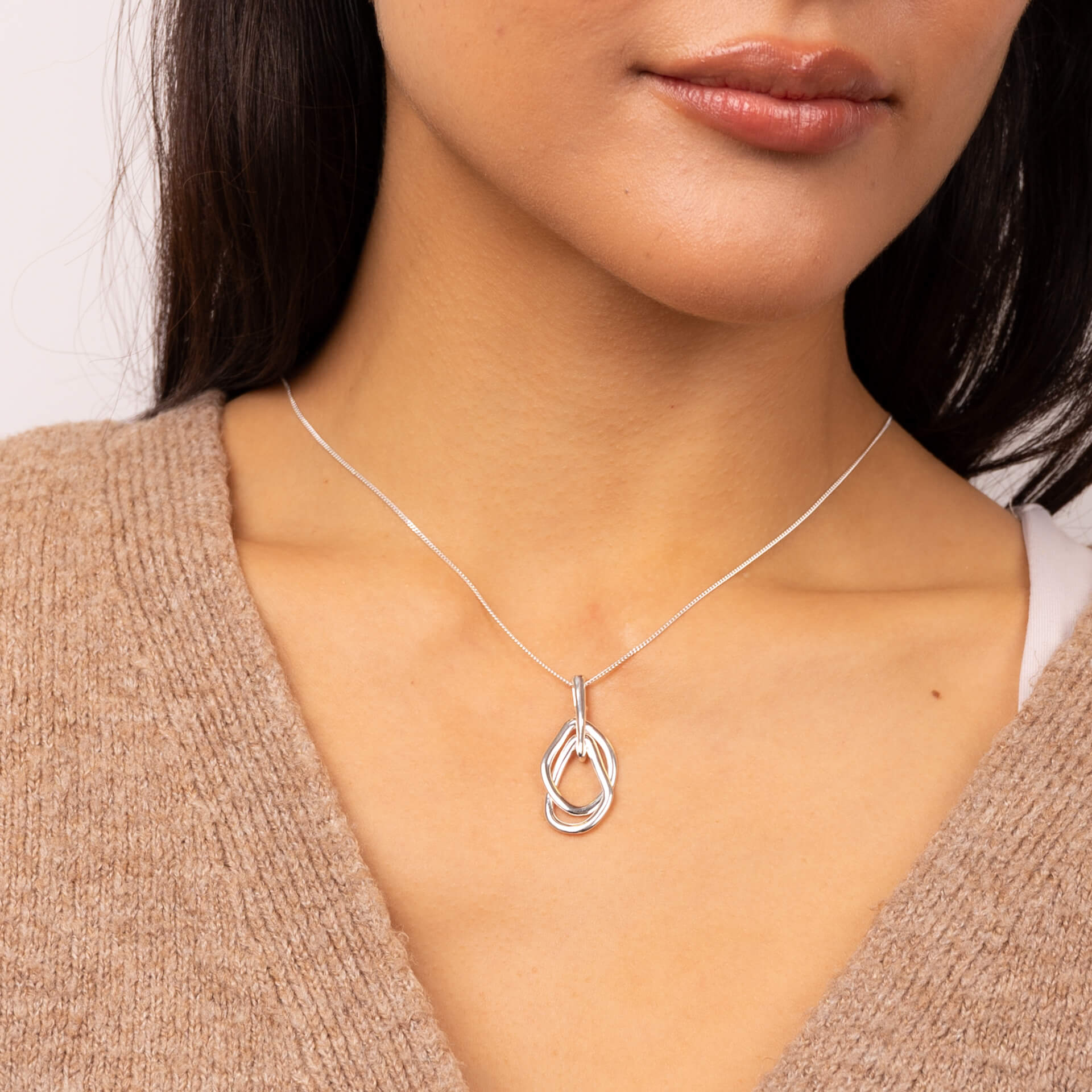 Gecko Jewellery Organic Interlinking Drop Pendant - Recycled Silver
