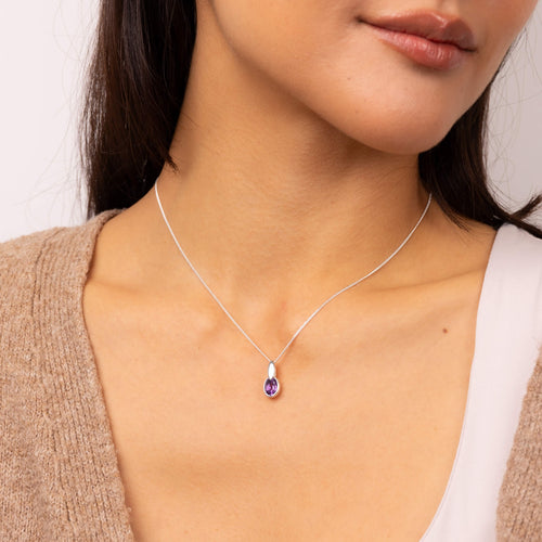 Amethyst Pendant in Recycled Sterling Silver | Gecko Jewellery Retail