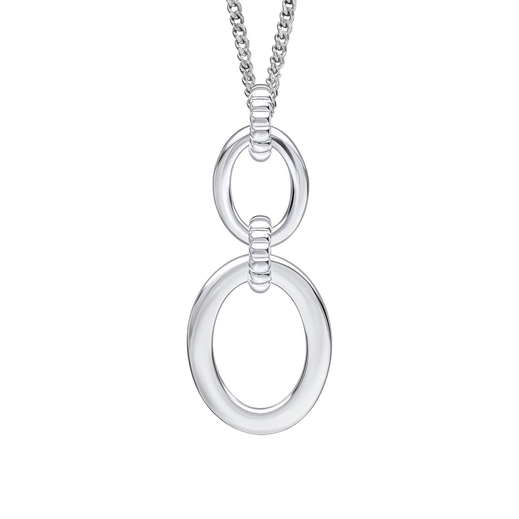 Gecko Jewellery Recycled Sterling Silver Double Oval Drop Pendant