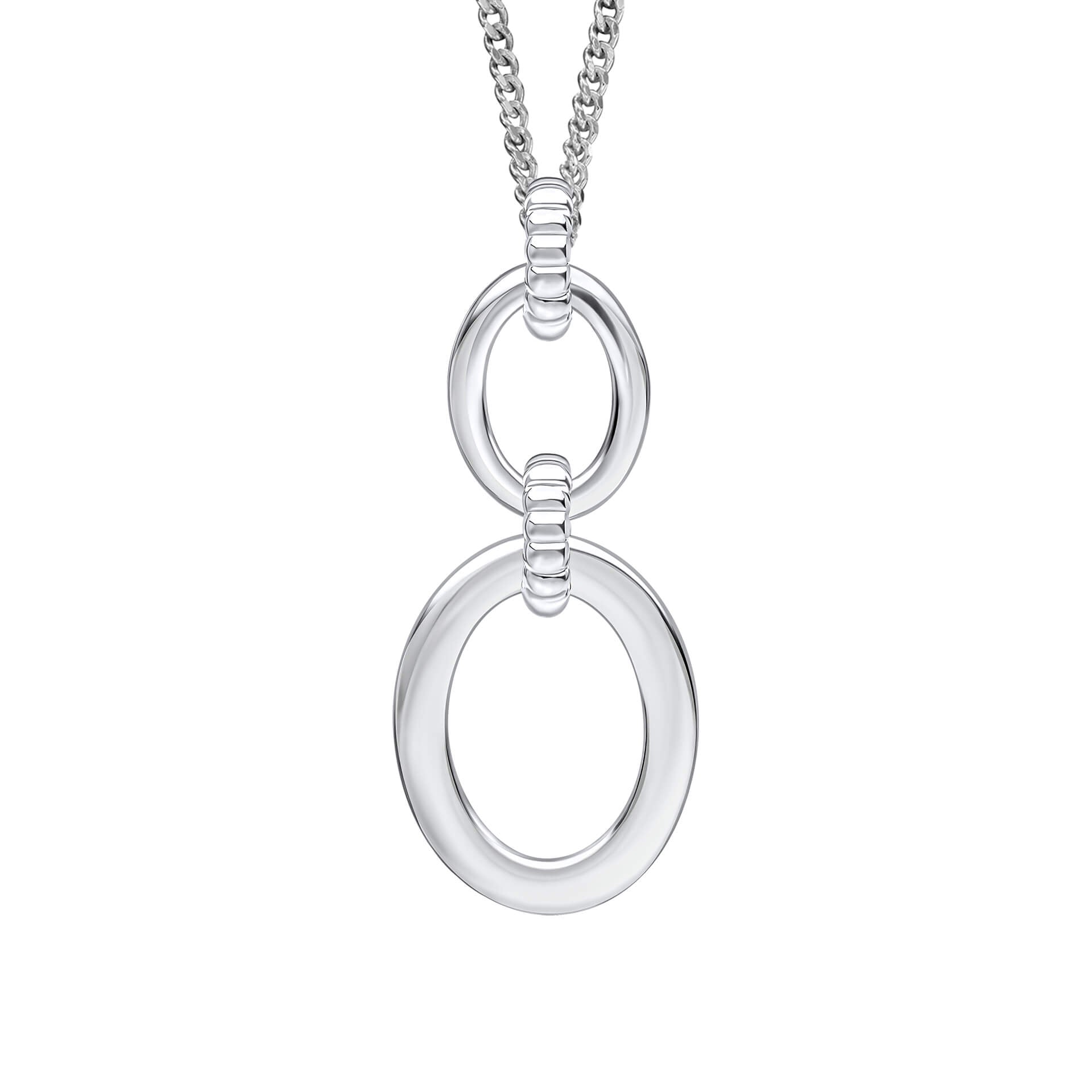 Gecko Jewellery Recycled Sterling Silver Double Oval Drop Pendant