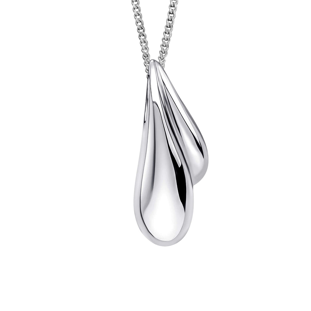 Gecko Jewellery Organic Wave Droplet Pendant in Recycled Sterling Silver