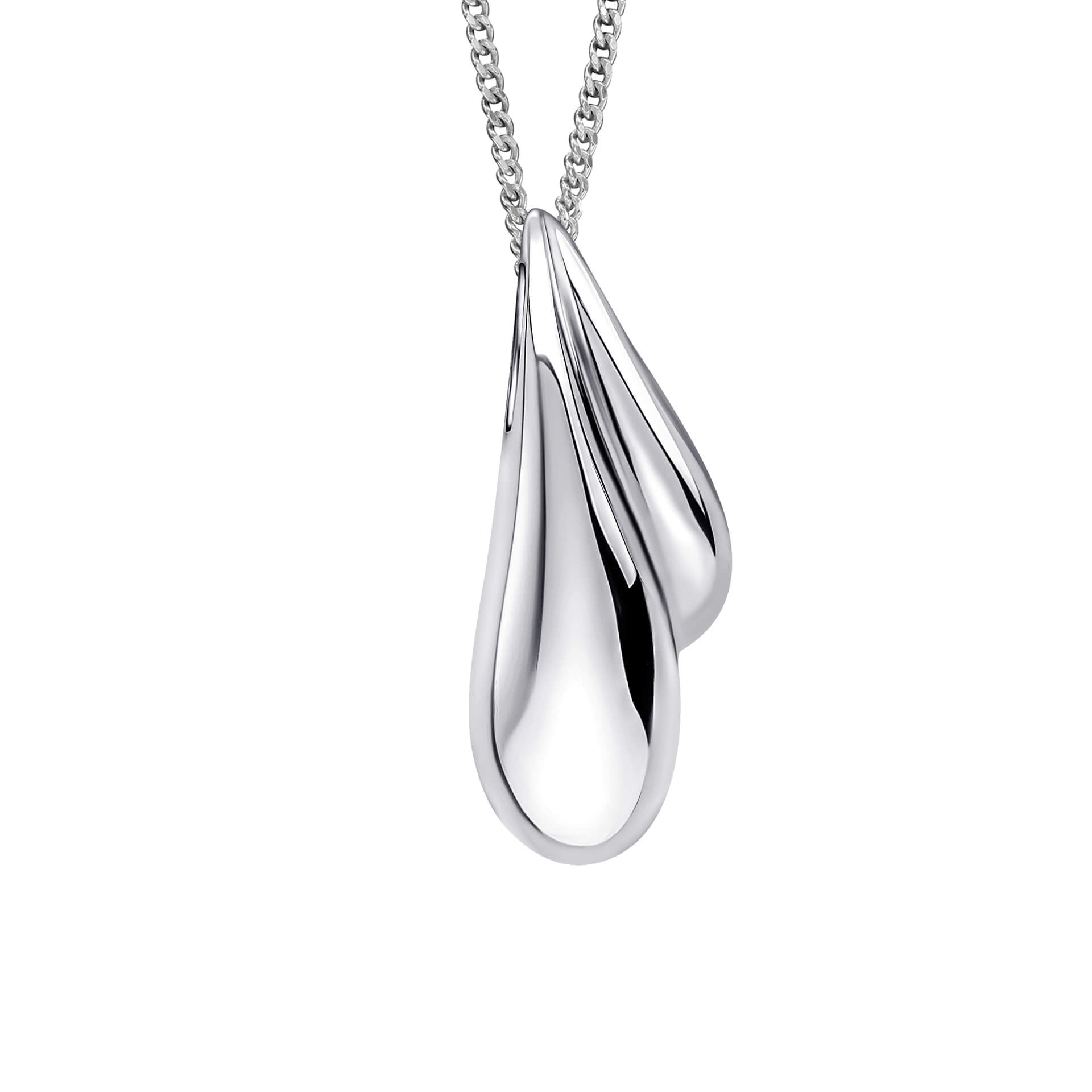 Gecko Jewellery Organic Wave Droplet Pendant in Recycled Sterling Silver