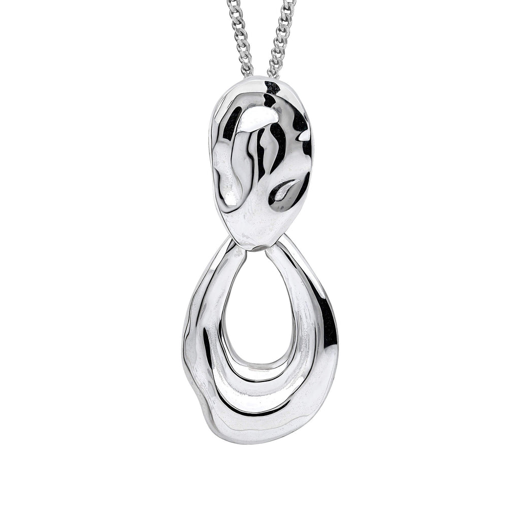 Gecko Jewellery Molten Oval Doorknocker Drop Pendant in Sterling Silver