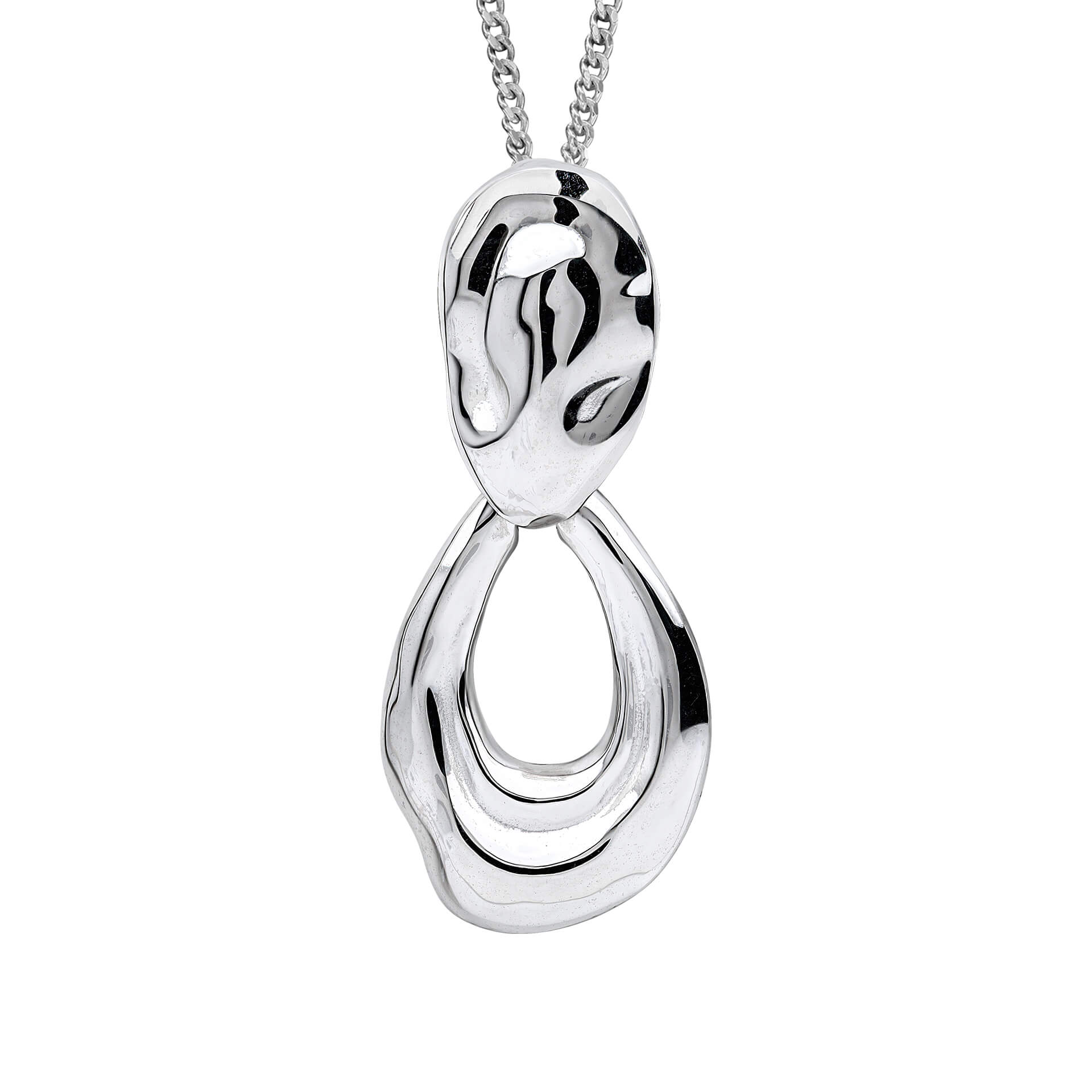 Gecko Jewellery Molten Oval Doorknocker Drop Pendant in Sterling Silver