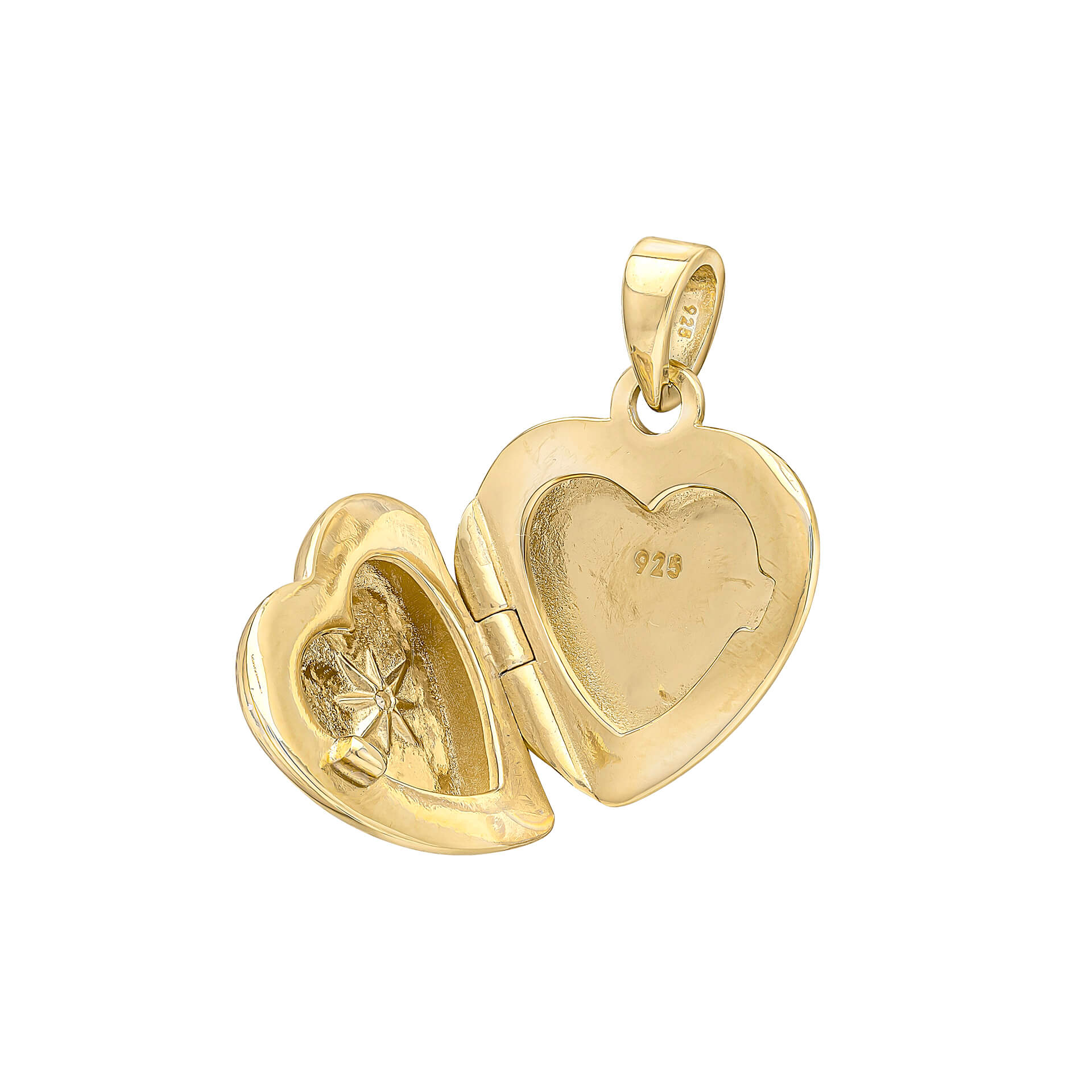 Gecko Jewellery Starburst Heart Locket Pendant in Recycled Silver