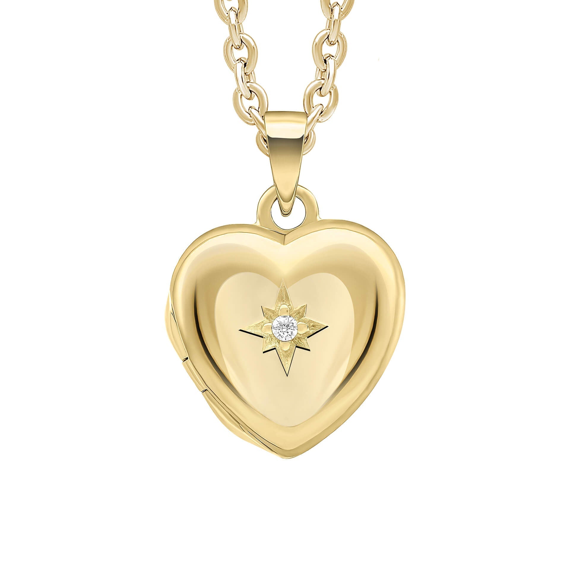 Gecko Jewellery Starburst Heart Locket Pendant in Recycled Silver
