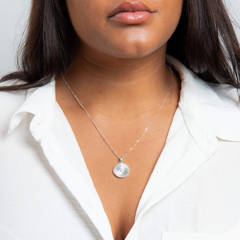 Gecko Jewellery Sunburst Round Locket Pendant – Recycled Sterling Silver