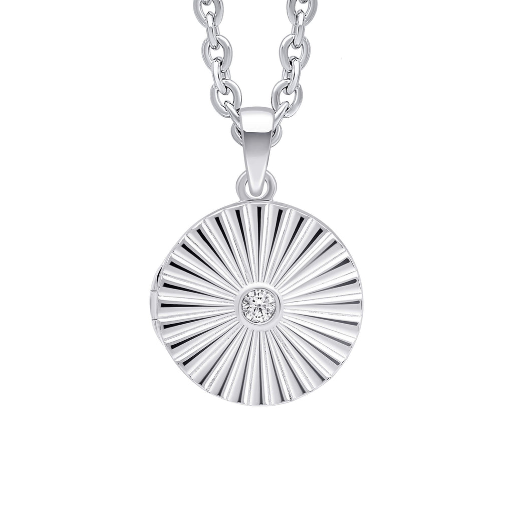 Gecko Jewellery Sunburst Round Locket Pendant – Recycled Sterling Silver