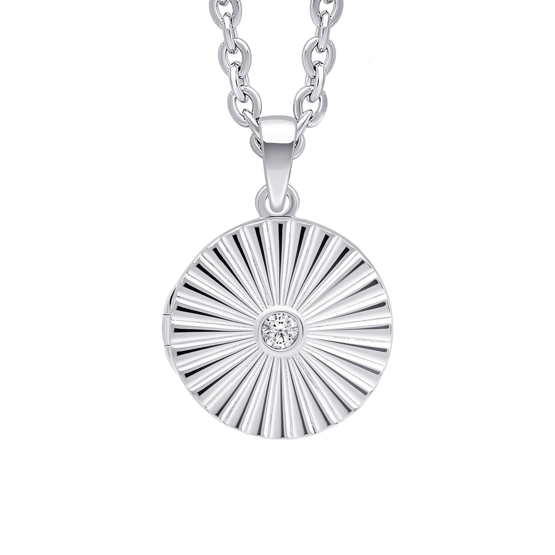 Gecko Jewellery Sunburst Round Locket Pendant – Recycled Sterling Silver