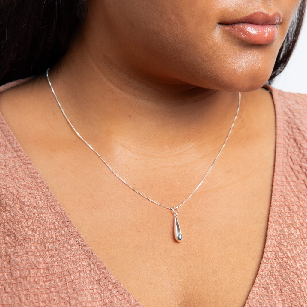 Gecko Jewellery Elongated Teardrop Pendant in Recycled Sterling Silver