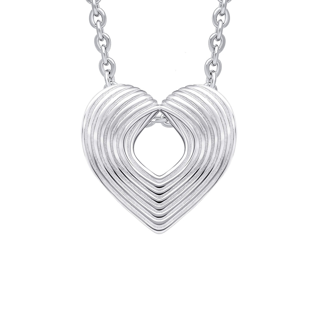Gecko Jewellery Recycled Sterling Silver Ridged Heart Slider Pendant