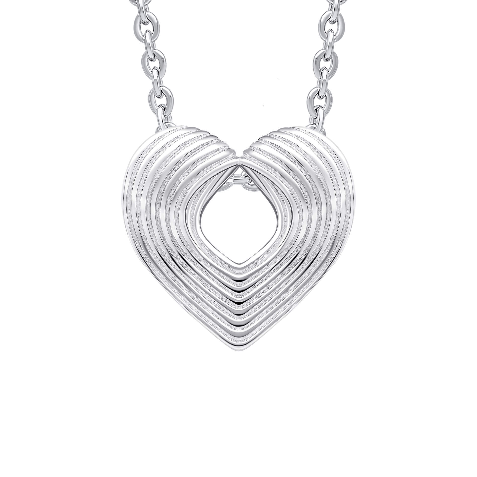 Gecko Jewellery Recycled Sterling Silver Ridged Heart Slider Pendant