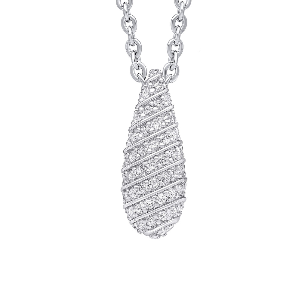 Gecko Jewellery Recycled Silver Cubic Zirconia Channel Droplet Pendant