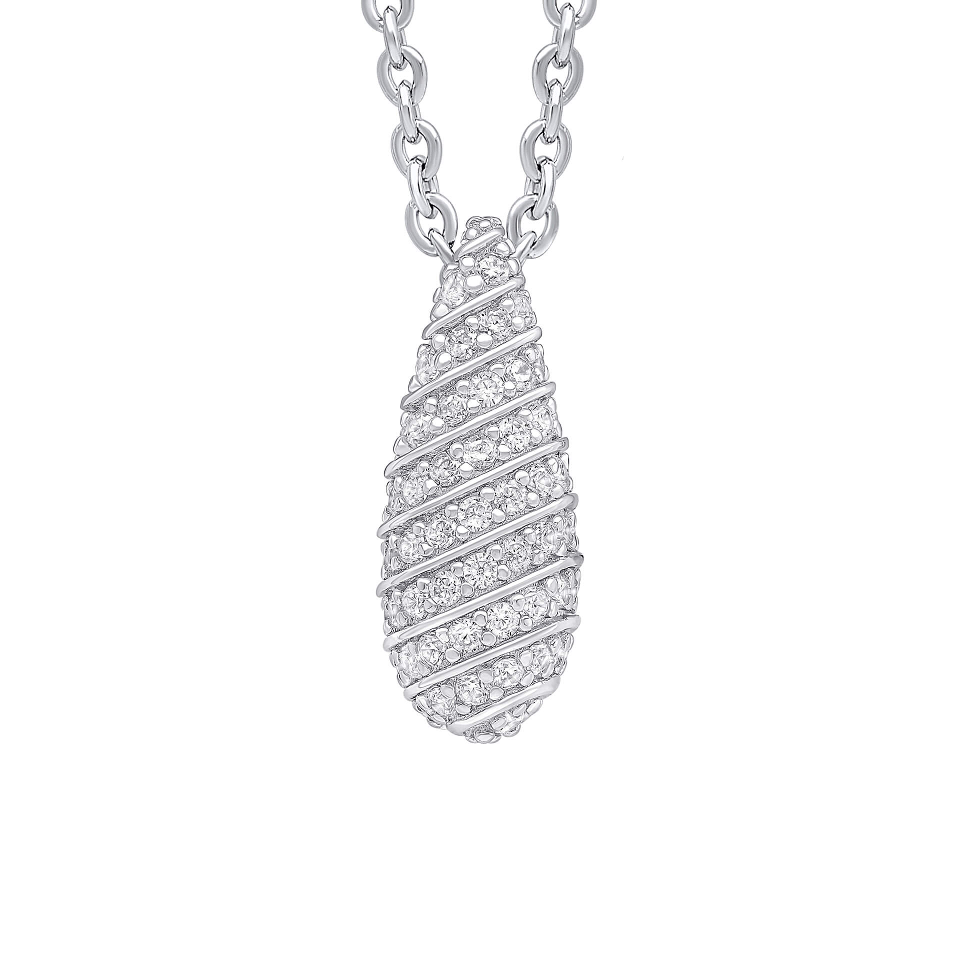 Gecko Jewellery Recycled Silver Cubic Zirconia Channel Droplet Pendant
