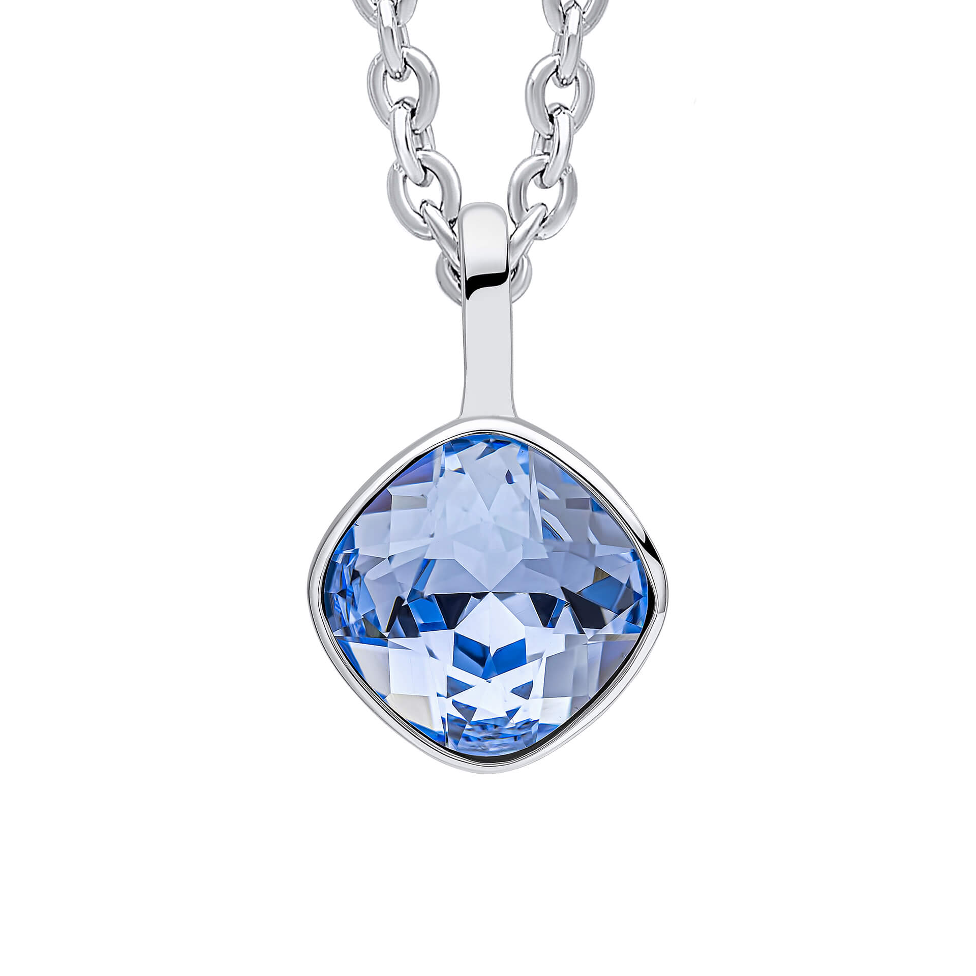 Gecko Jewellery Cushion Cut Crystal Pendant in Recycled Sterling Silver