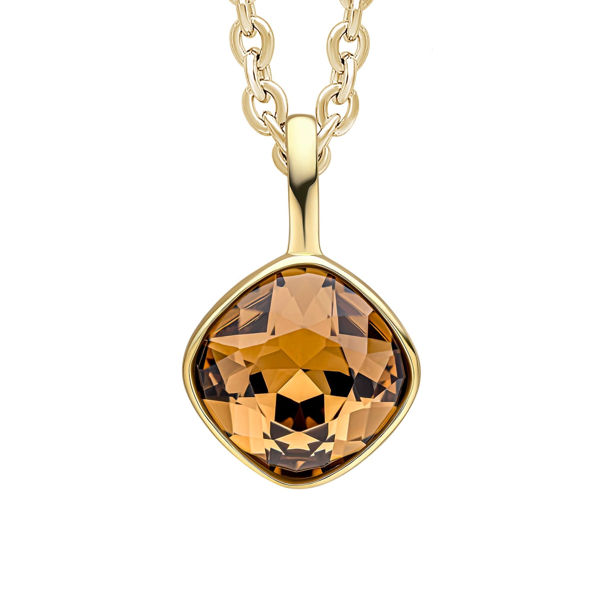 Gecko Jewellery Cushion Cut Crystal Pendant in Recycled Sterling Silver