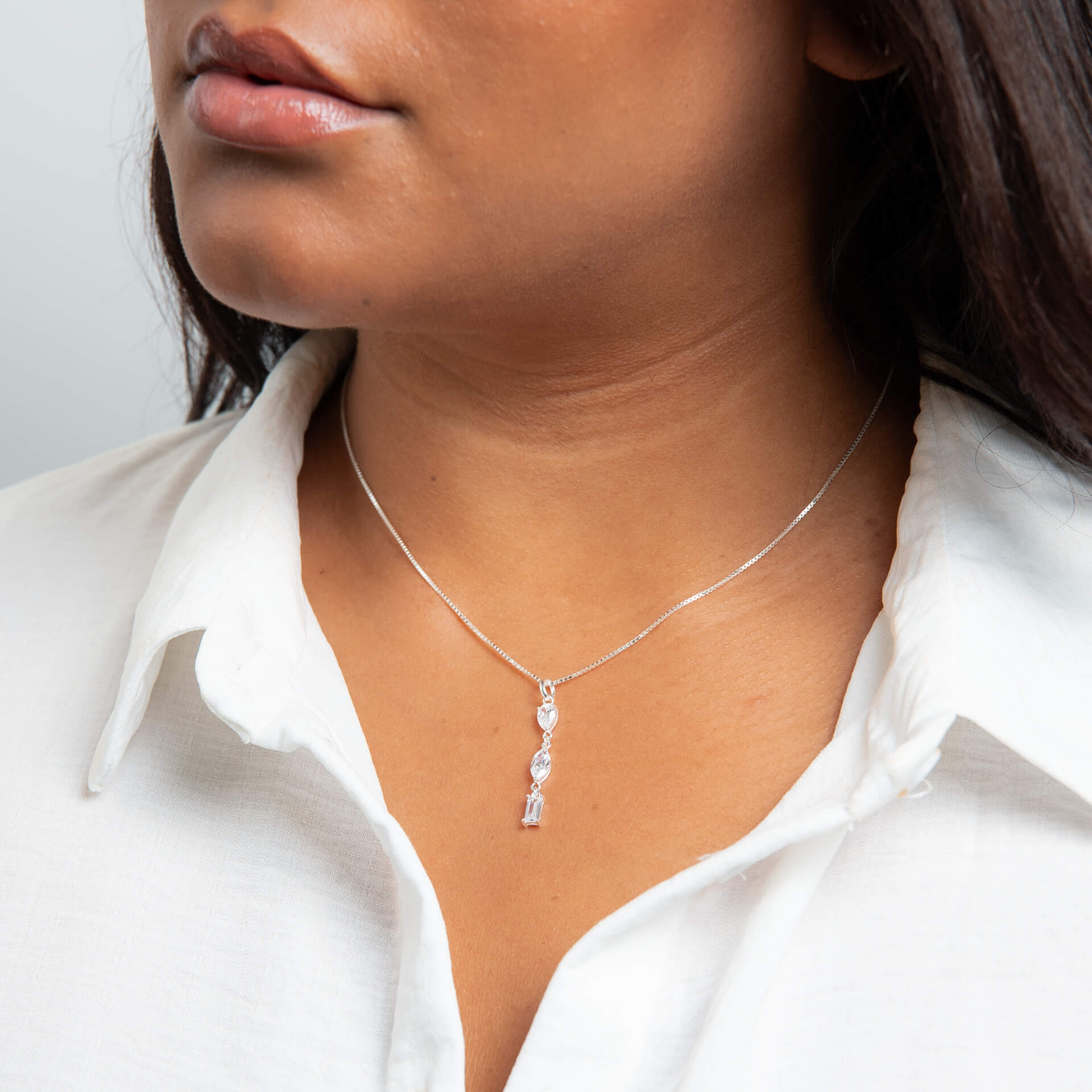 Gecko Jewellery Mixed Shapes Pendant – Recycled Sterling Silver & CZ