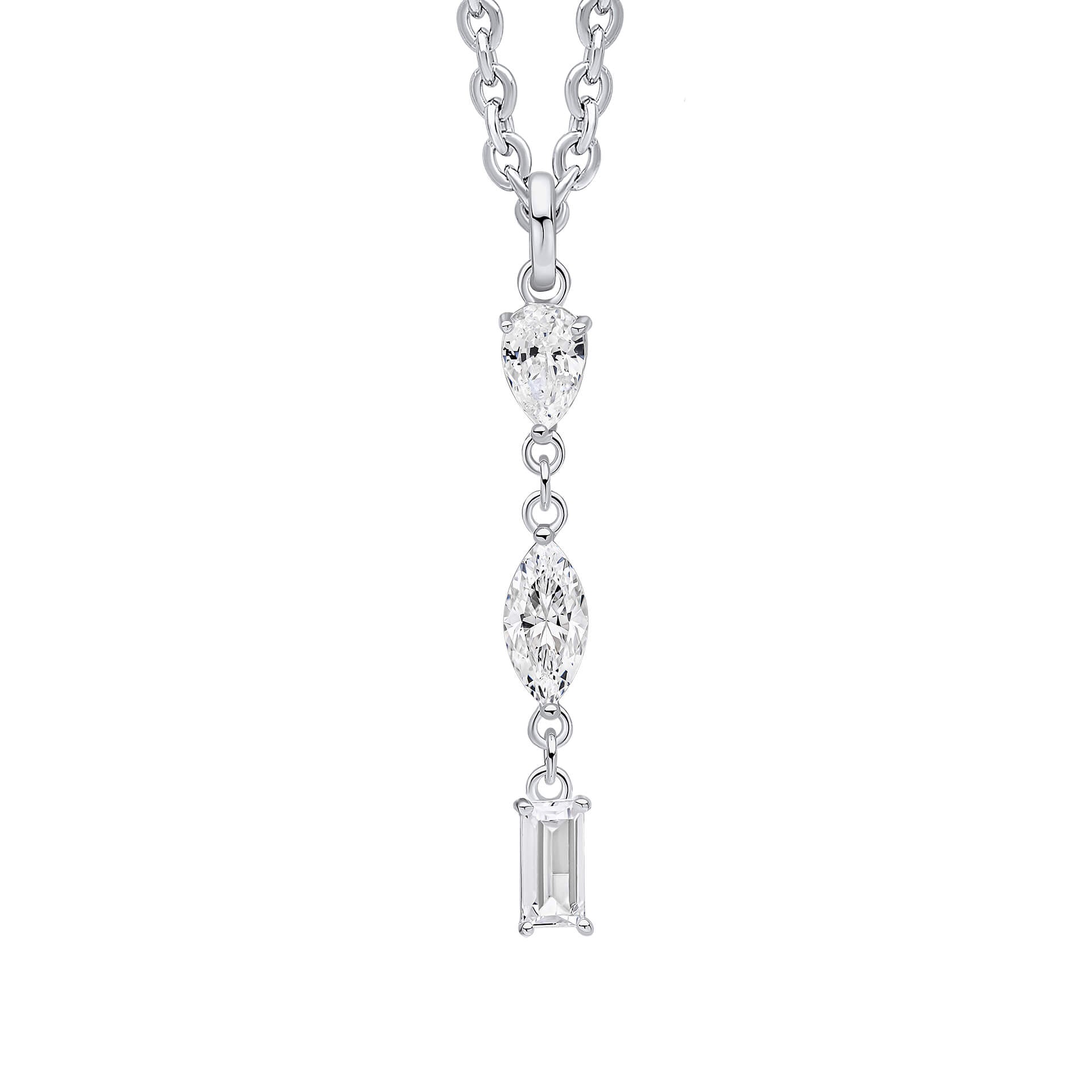 Gecko Jewellery Mixed Shapes Pendant – Recycled Sterling Silver & CZ