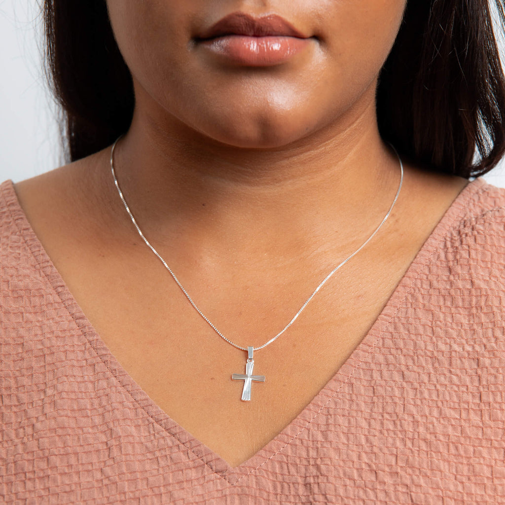 Diamond Cut Cross Pendant in Recycled Sterling Silver | Gecko Jewellery